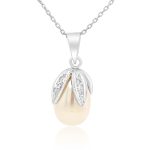 18K Gold Pearl Diamond Pendant GPD026