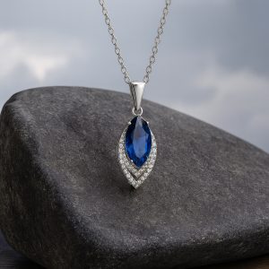 18K Gold Diamond Sapphire Necklace GPD025