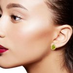 18K Gold Peridot Diamond Earrings GED078