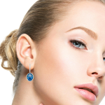 18K Gold London Blue Topaz Diamond Earrings GED041