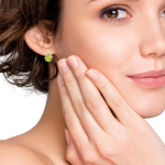 18K Gold Peridot Diamond Earrings GED058