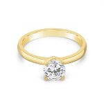 18K Gold Classic Solitaire Ring | Round Cut Cubic Zircon GR054