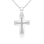 Dimensional with Cubic Zirconia 18K Gold Cross Pendant GC055