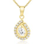 Solid 18K Gold 'Cascade' CZ Pave Teardrop Pendant GP0621
