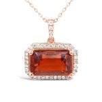 18K Gold Hessonite Diamond Necklace GPD140
