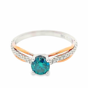 18K Gold Blue Diamond Engagement Ring GRS113