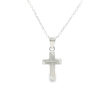 18K Gold Engraved & Polished Two-Tone Cross Pendant GC035