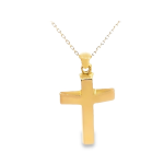 18K Yellow Gold Classic Polished Plain Cross Pendant GC032