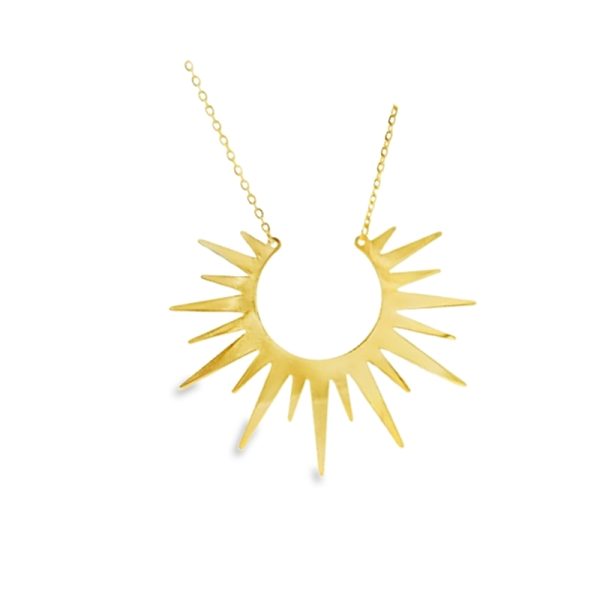 18K Gold Modern Statement Half-Sun Necklace GP080