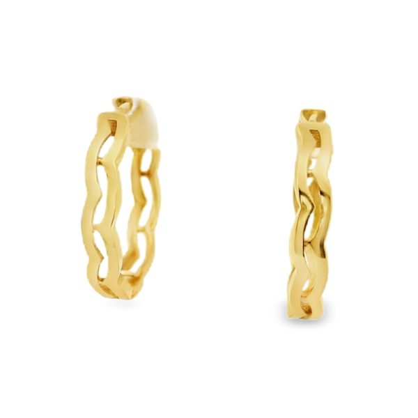 18K Gold Wavy Hoop Earrings GE040