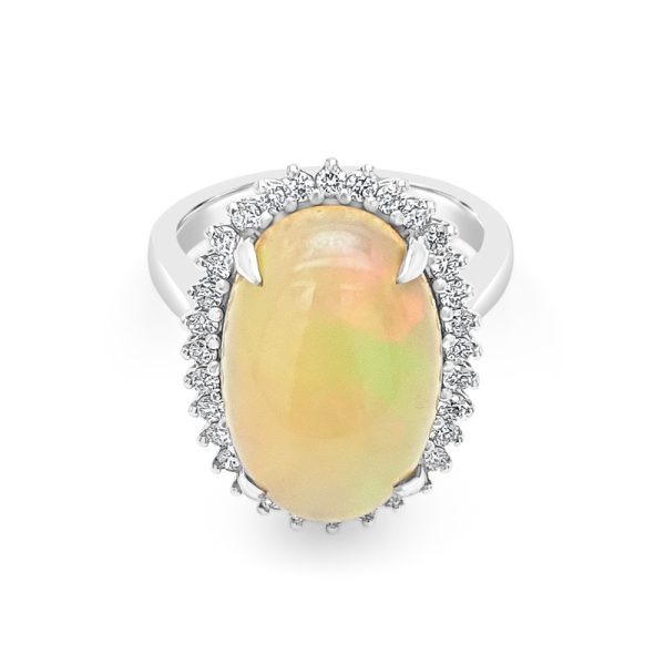 18K Gold Opal Diamond Ring GRD015
