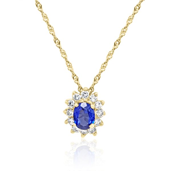 18K Gold Sapphire Diamond Necklace GPD012
