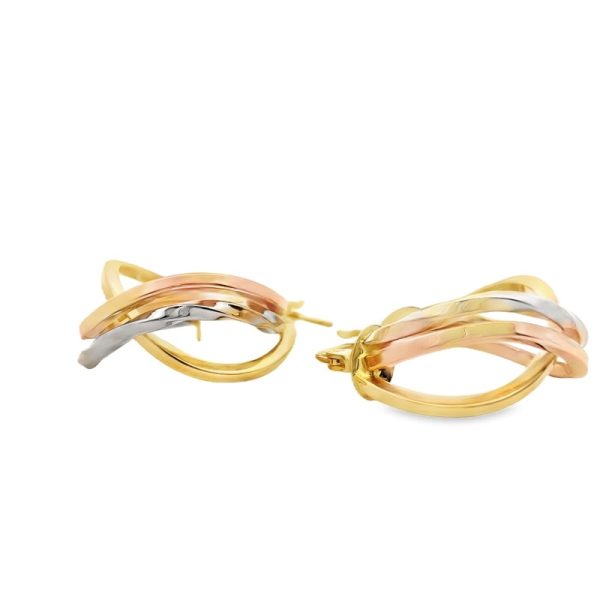 Trinity Tri-Color 18K Gold Hoop Earrings GE0441