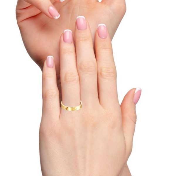 18K Gold Engraved Screw Motif Band Ring GR057