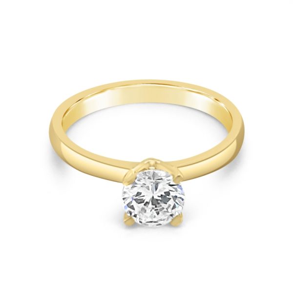 18K Gold Classic Solitaire Ring | Round Cut Cubic Zircon GR054