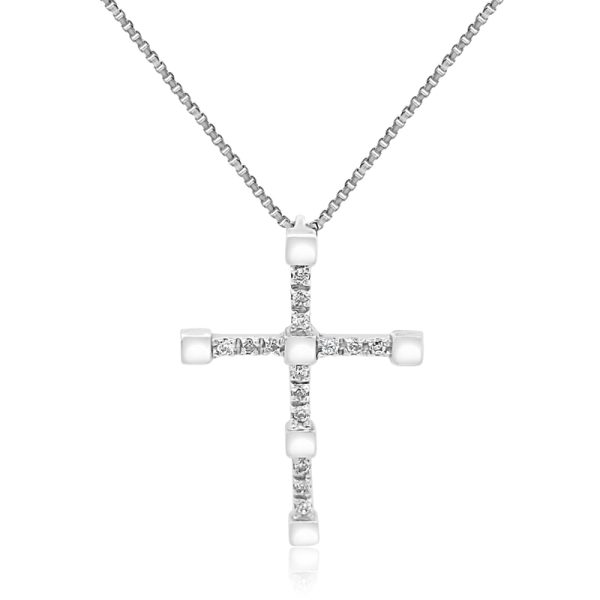 Modern Architectural CZ Cross Pendant in 18K White Gold GC059