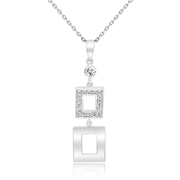 Geometric Drop Pendant in 18K White Gold GP061