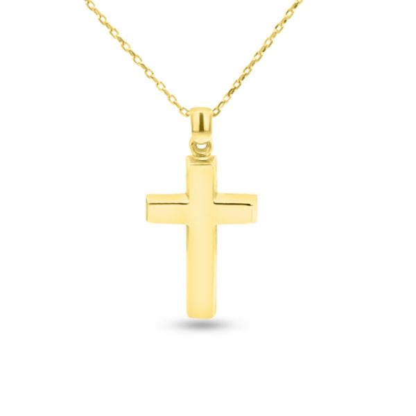 18K Yellow Gold Classic Polished Plain Cross Pendant GC031