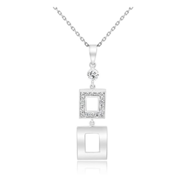 Geometric Drop Pendant in 18K White Gold GP061