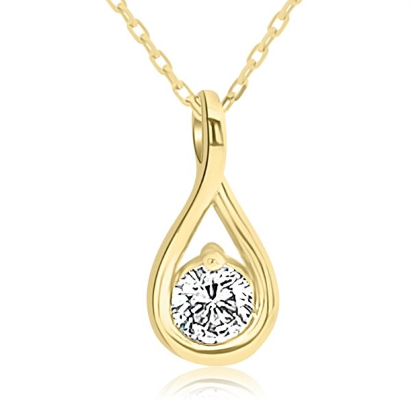 Timeless 18K Yellow Gold Solitaire Diamond Necklace GPD031