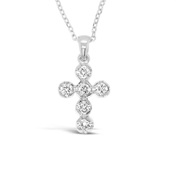 18K Gold Diamond Cross Pendant GP103W