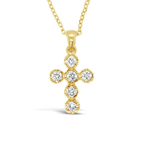 18K Gold Diamond Cross Pendant GP103