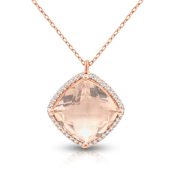 18K Morganite Diamond Pendant | Romantic Rose Gold GPD192