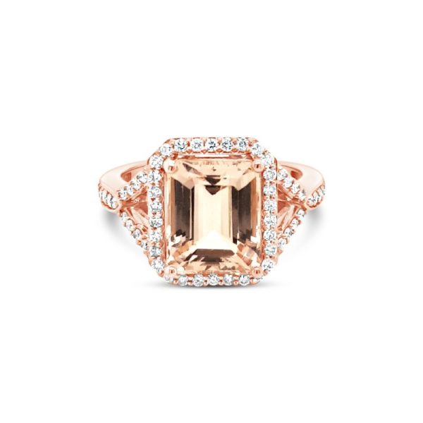 Elegant Morganite and Diamond Ring in 18K Rose Gold GRD084