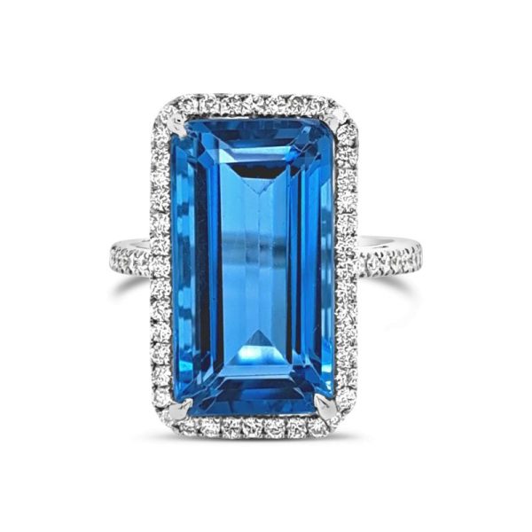 18K Gold London Blue Topaz Diamond Ring GRD089