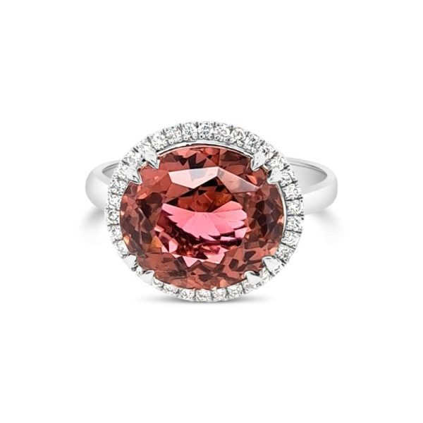18K Gold Rubellite Tourmaline Diamond Ring GRD102