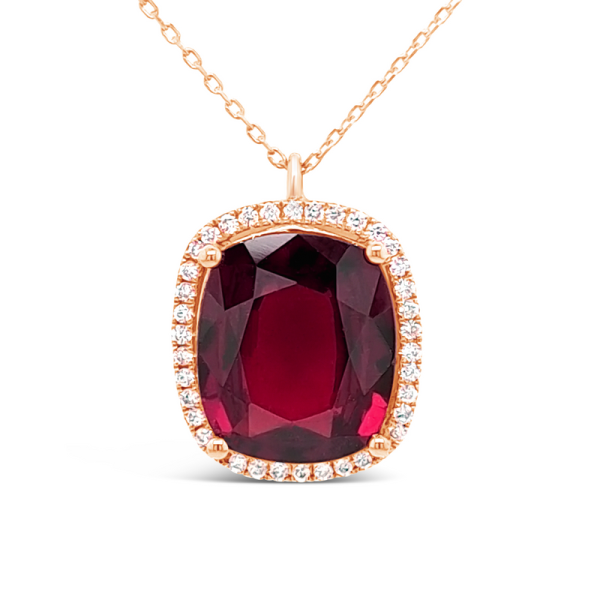 18K Gold Hessonite Diamond Necklace GPD144