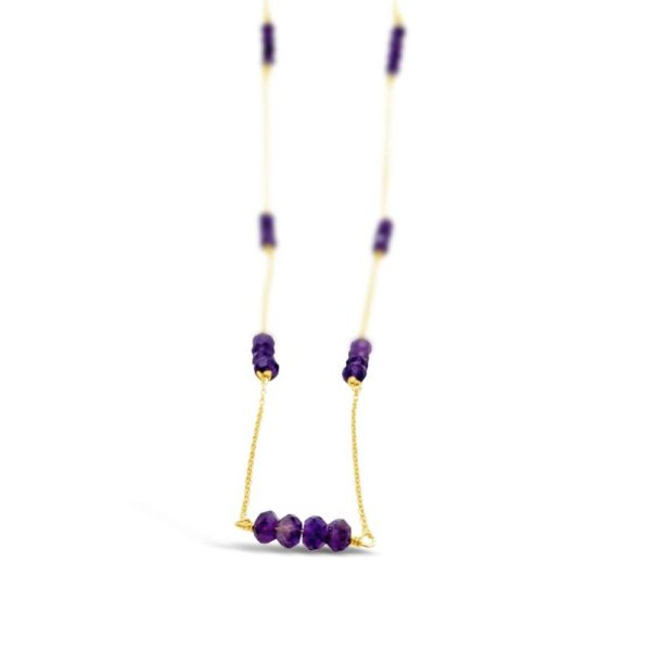 18K Gold Amethyst Necklace GP208