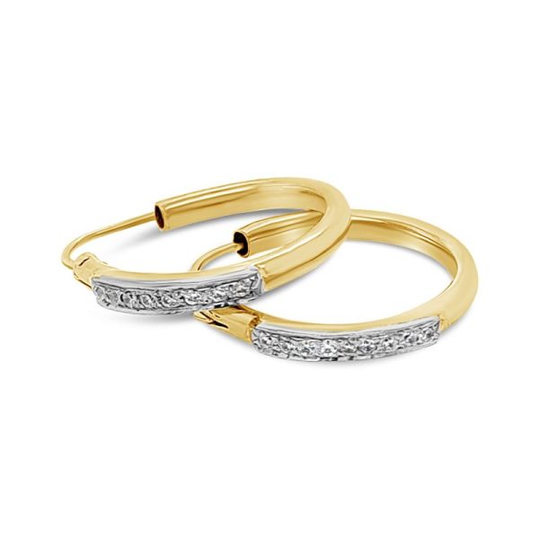 Two-Tone Cubic Zirconia-Accented Hoop Earrings18K Gold GE079