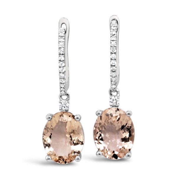 18K Gold Morganite Diamond Earrings GED037