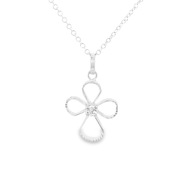 Dainty 18K White Gold Open-Loop Cross Pendant GC068