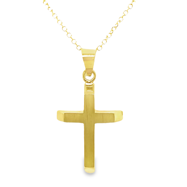 18K Gold Classic Polished Cross Pendant - Unisex GC018