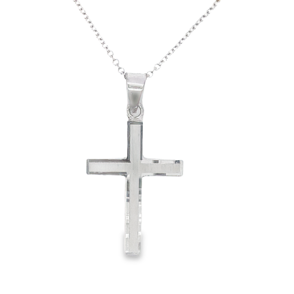 18K Gold Diamond-Cut Unisex Cross Pendant GC036