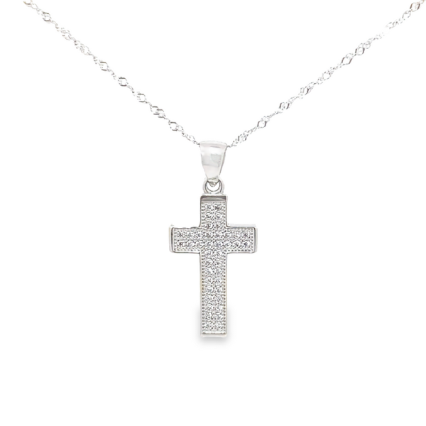 18K Gold CZ Pave Cross Pendant - Dainty & Sparkling GC056