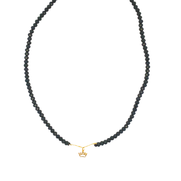 Black Onyx Necklace 18K Gold Charm