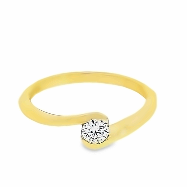 14K Yellow Gold Bypass Solitaire Diamond Ring GRS209