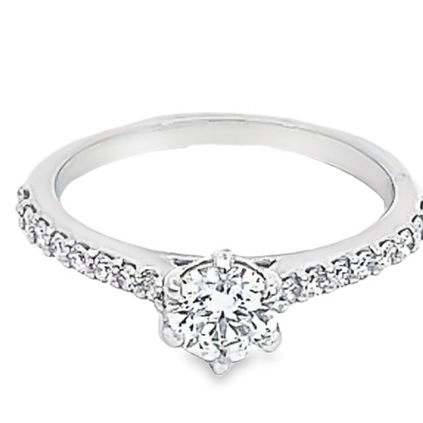 Platinum Brilliant-Cut Diamond Pave Engagement Ring GRS214