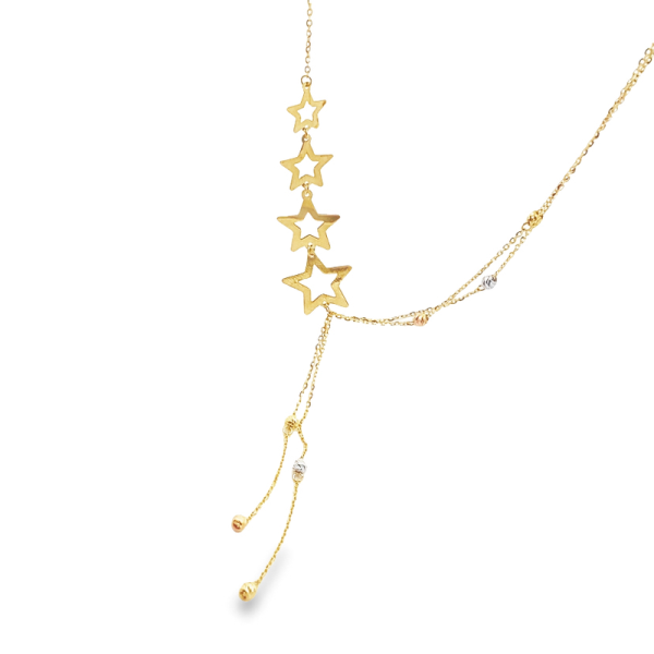 18K Gold Star Lariat Necklace ∣ Celestial Drop Chain GP071
