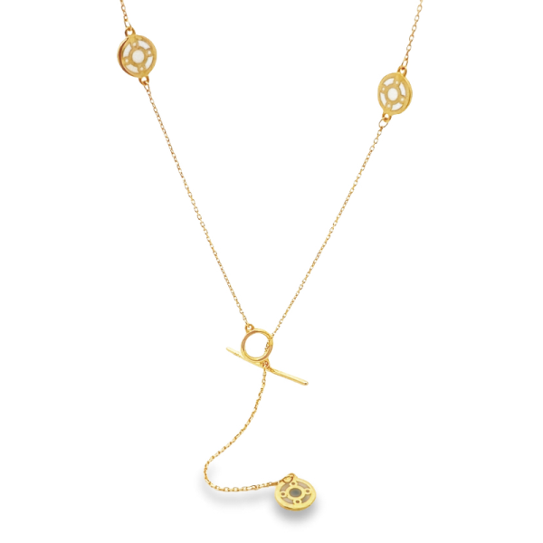 Toggle Lariat Necklace with Clover Motifs - 18K Gold GP076