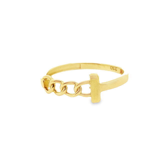 18K Gold Chain Link Ring ∣ Modern T-Bar Style GR034