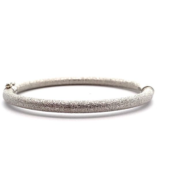 18K White Gold Textured Sand-Finish Bangle GB049W