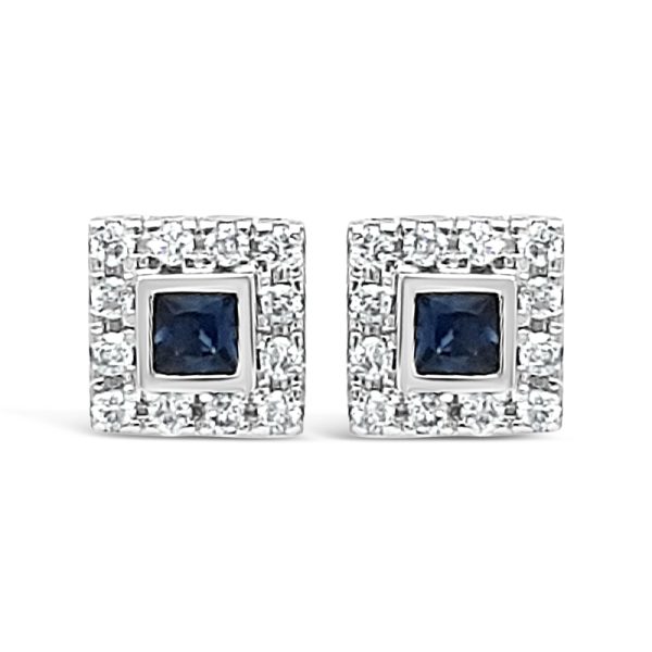 18K Gold Sapphire Diamond Earrings GED095