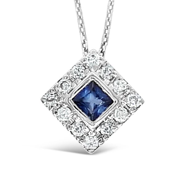 18K Gold Sapphire Diamond Necklace GPD157