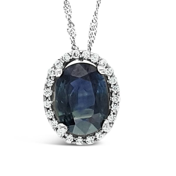 18K Gold Sapphire Diamond Necklace GPD050-1