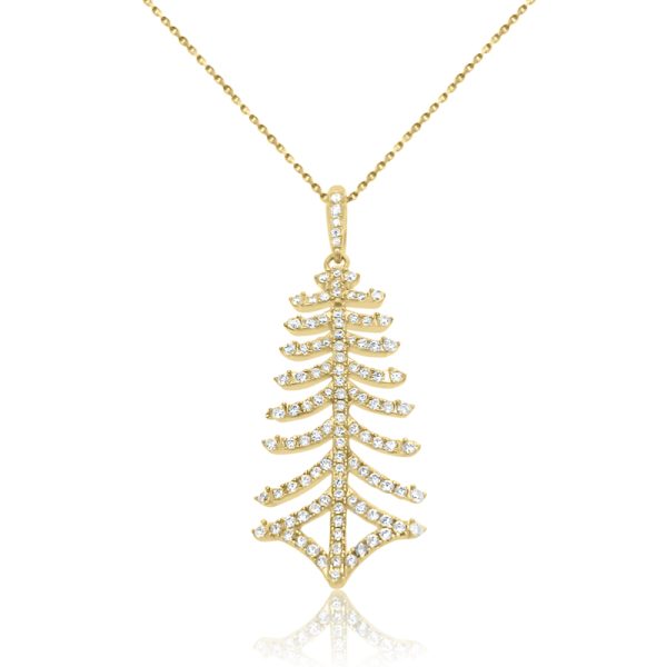 Stylized Branch Necklace with Cubic Zirconia -18K Gold GN001