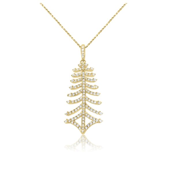 Stylized Branch Necklace with Cubic Zirconia -18K Gold GN001